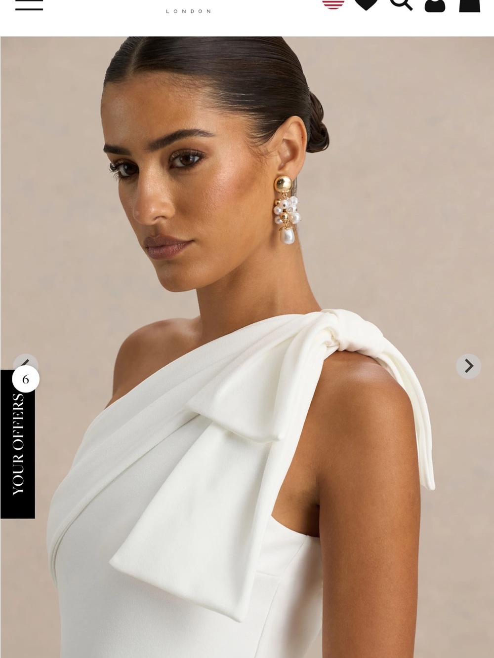 Club L London Kiri | White One-Shoulder Bow Maxi Dress